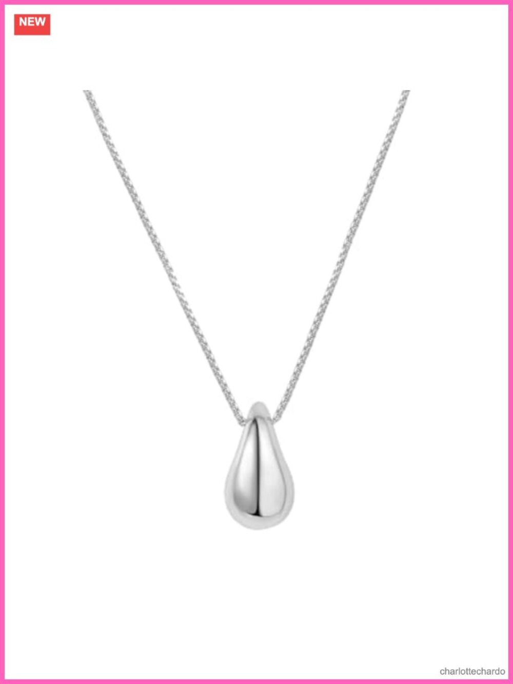 Gold Plated Pear Teardrop Pendant Necklace Stainless Steel